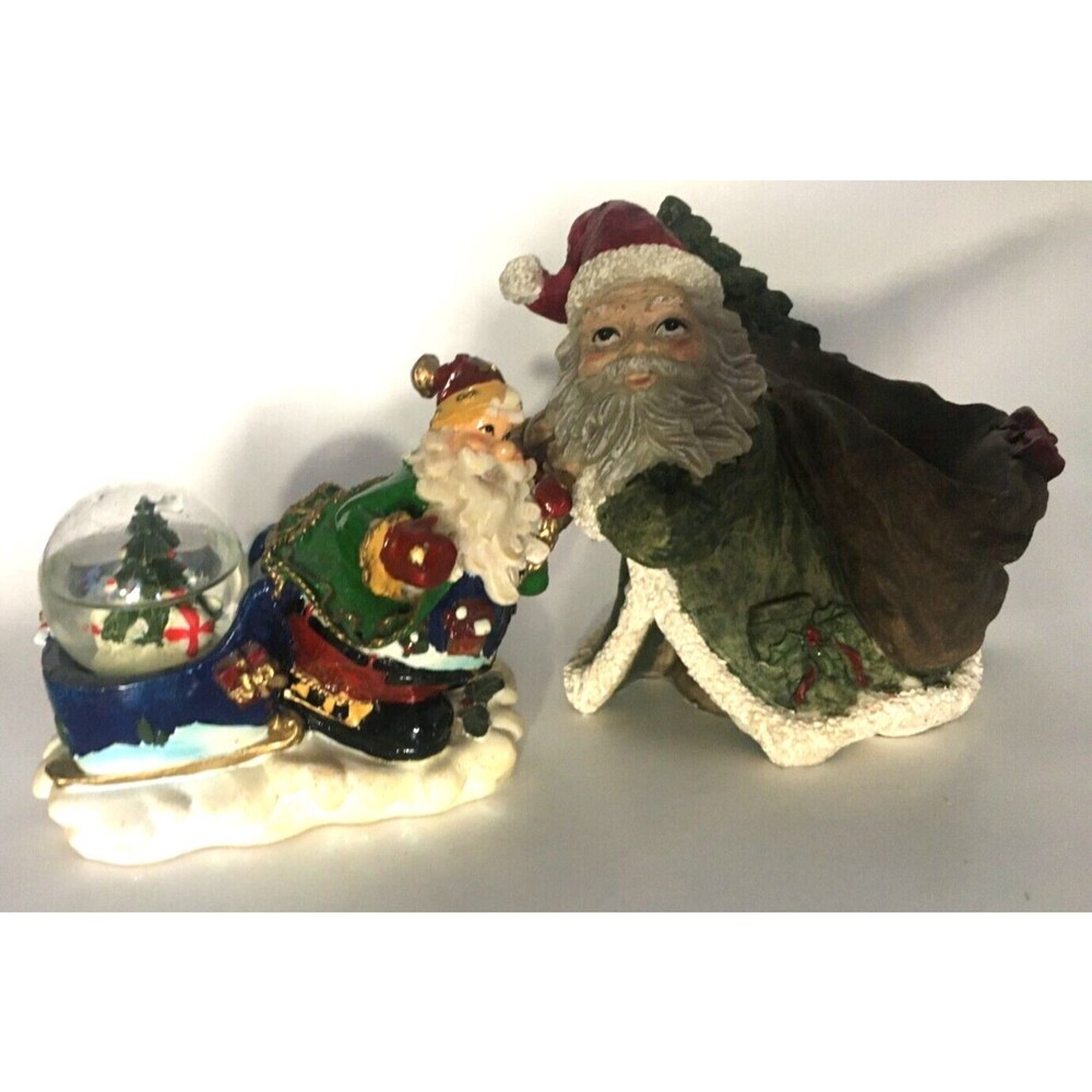 Vintage 1990s Christmas Snow Globe and Candy Dish Figurines Collectibles